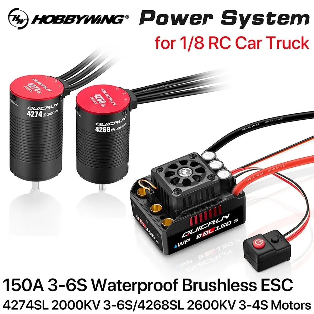 Hobbywing Quicrun Wp 8Bl150 150A G2 Esc + 4274Sl/4268Sl Motor Combo For 1/8 Rc 1