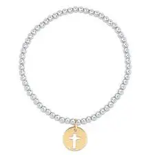 Classic Mixed Metal 3Mm Bracelet - Blessed Gold Disc 1