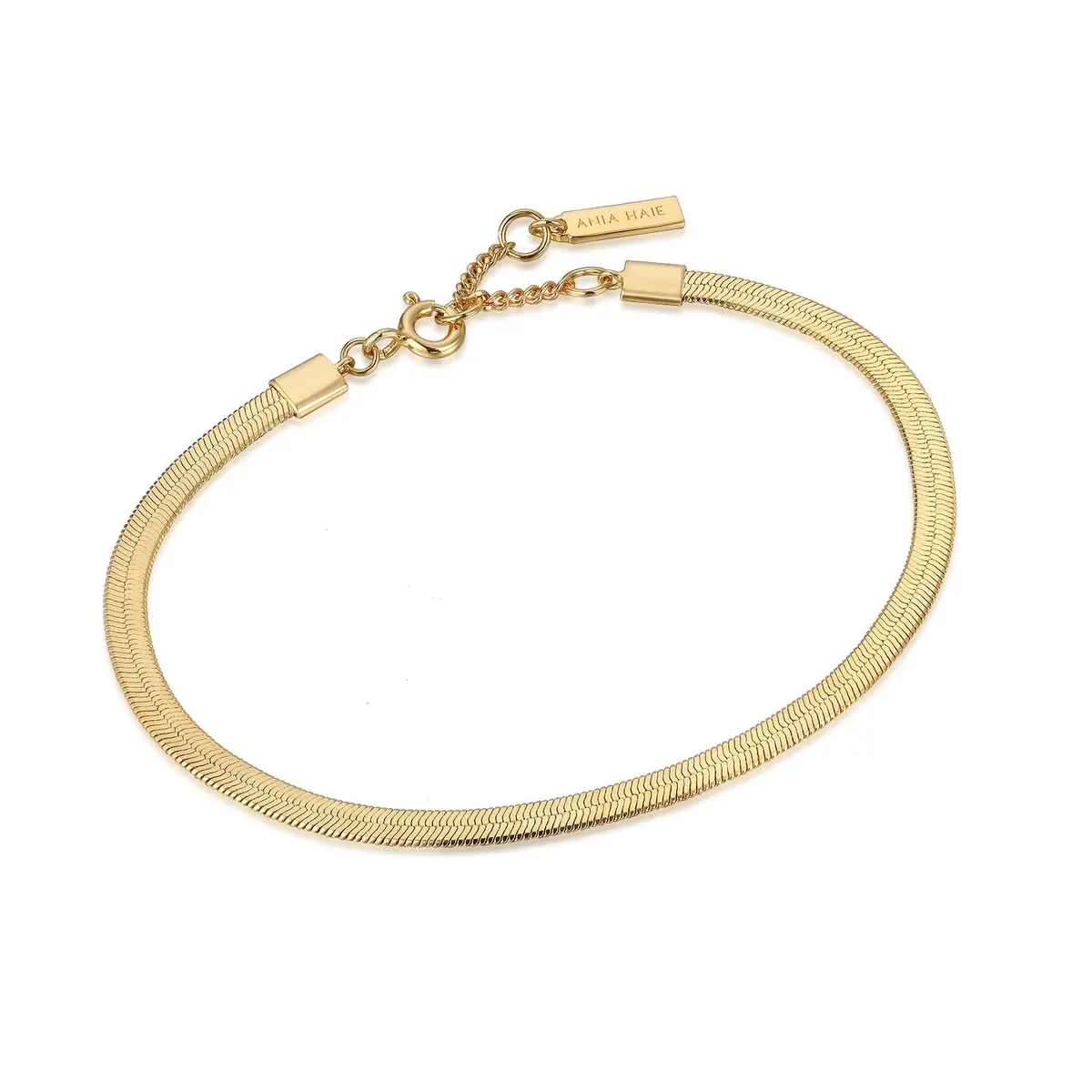 Gold Flat Snake Chain Bracelet 1