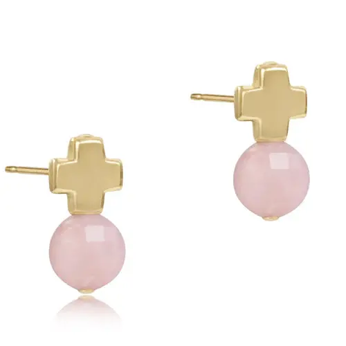 Signature Cross Gold Stud - Pink Opal 1