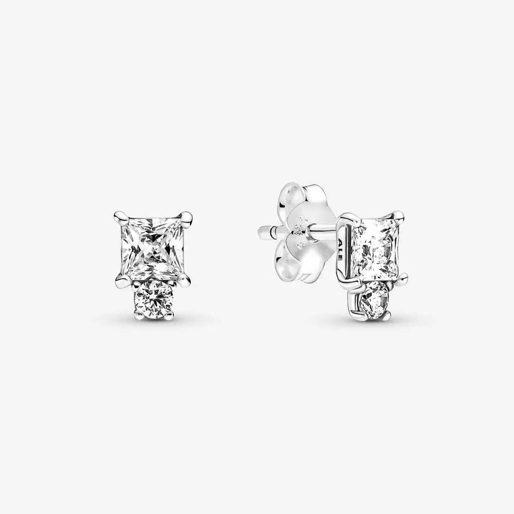 Sparkling Round & Square Earrings 1