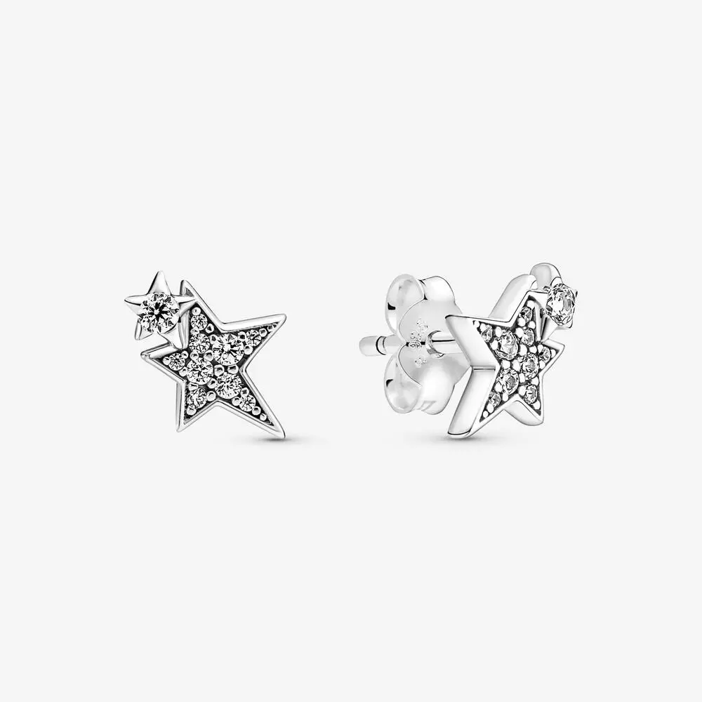 Sparkling Asymmetric Stars Stud Earrings 1