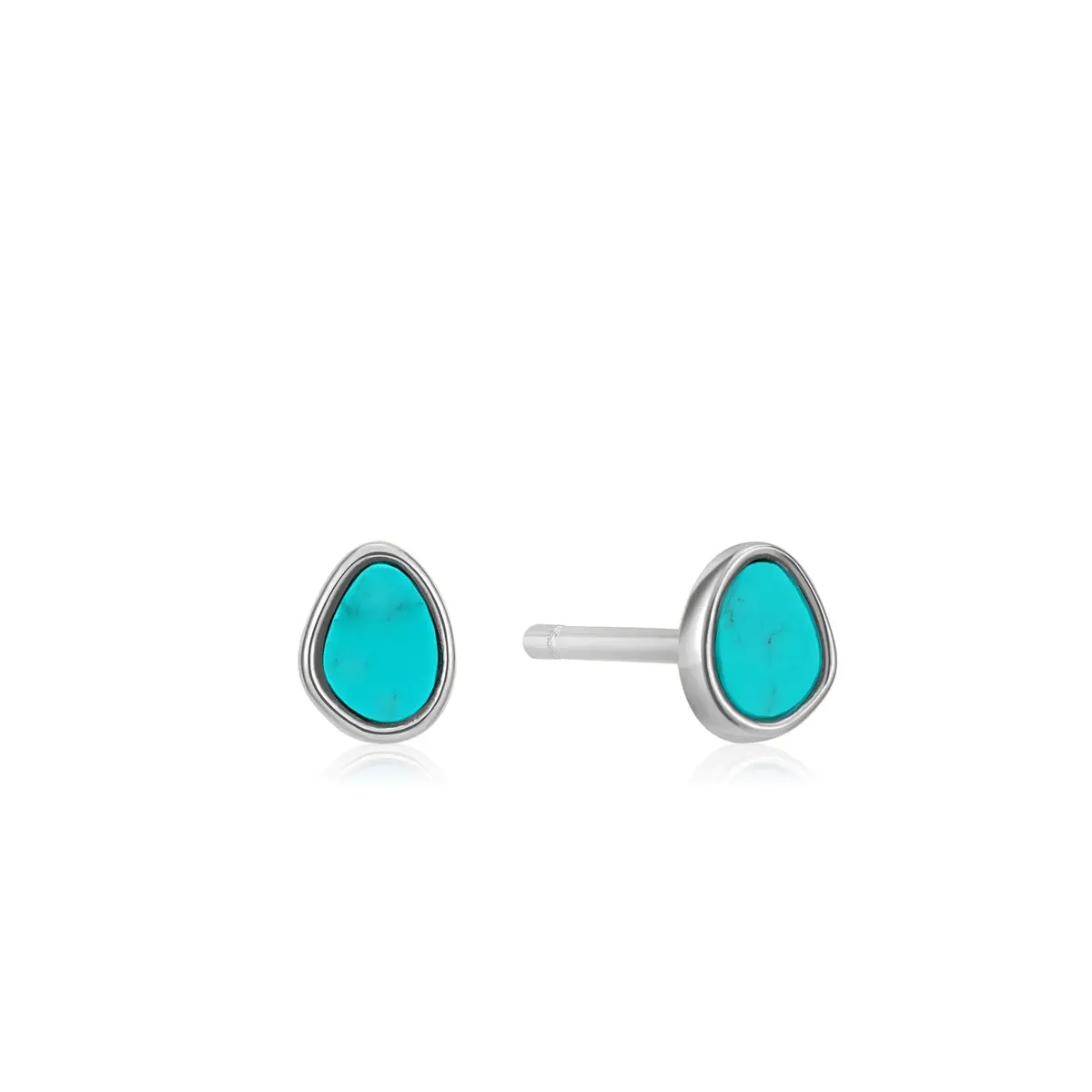 Silver Tidal Turquoise Stud Earrings 1