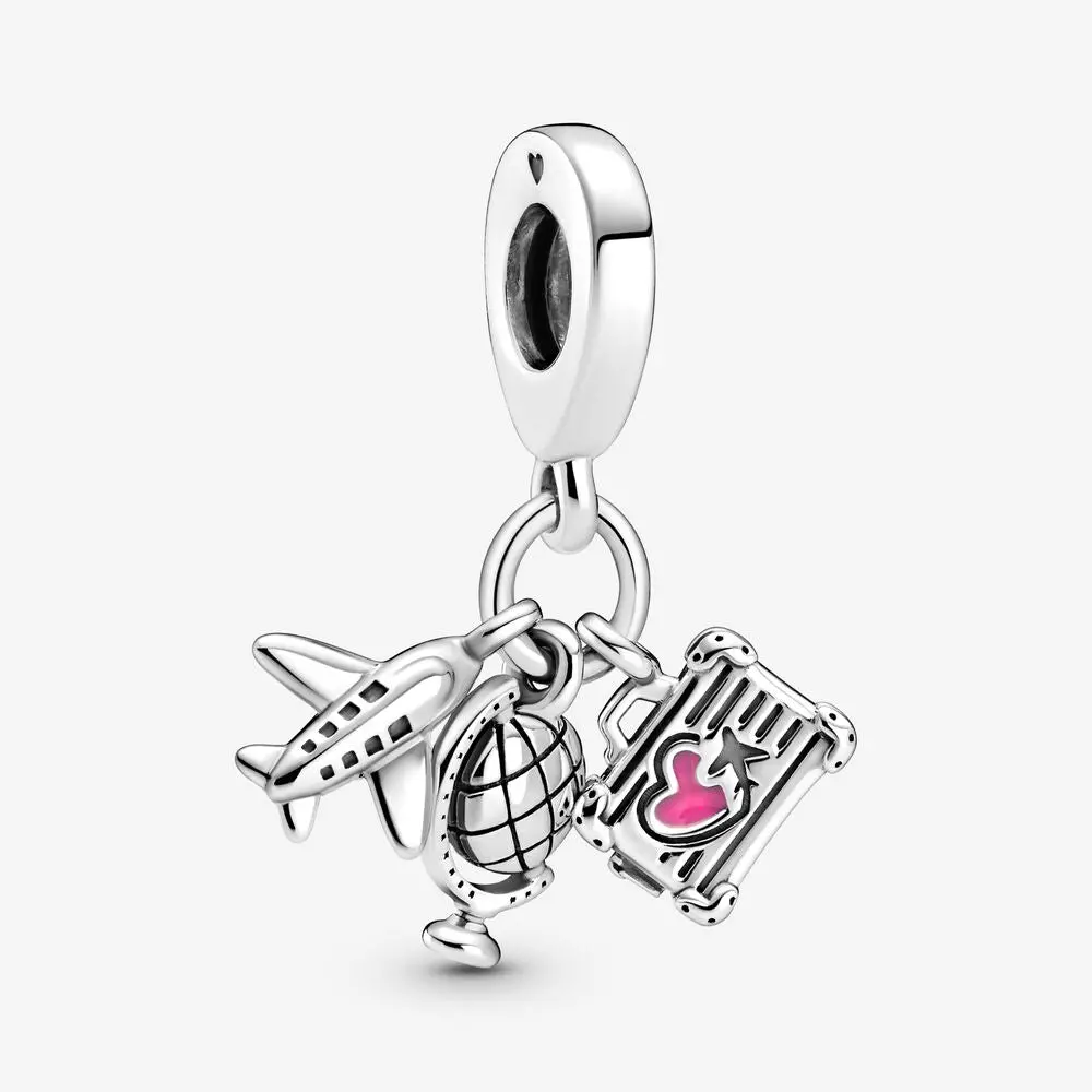 Airplane, Globe & Suitcase Dangle Charm 1