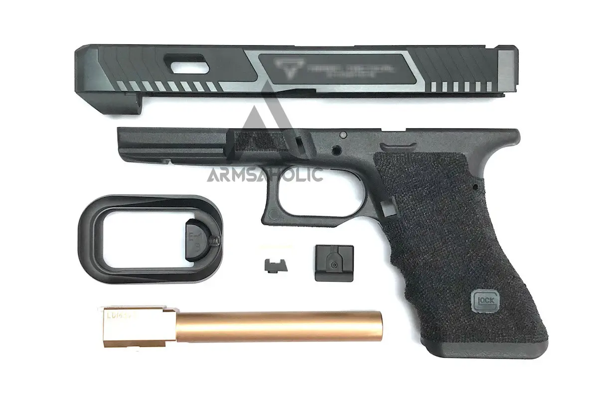 Nova T-Style Jw G34 Aluminum Slide Kit For Tm Tokyo Marui Airsoft G17 / 34 Gbb Series - Shiny Black 1