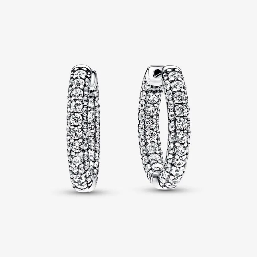 Pandora Timeless Pavé Single-Row Hoop Earrings 1