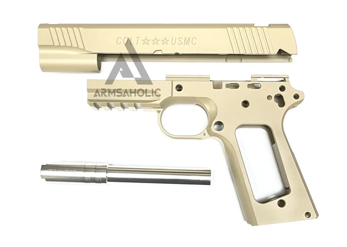 Nova Cnc Aluminum Usmc M45a1 Cqbp Slide & Frame Set For Marui Airsoft M45a1 Gbb Series Desert Sand 1