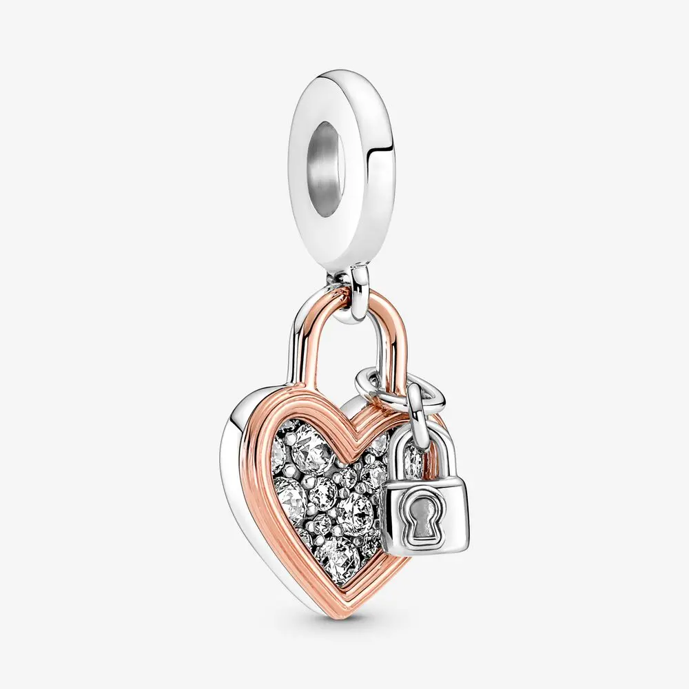 Heart Padlock Double Dangle Charm 1
