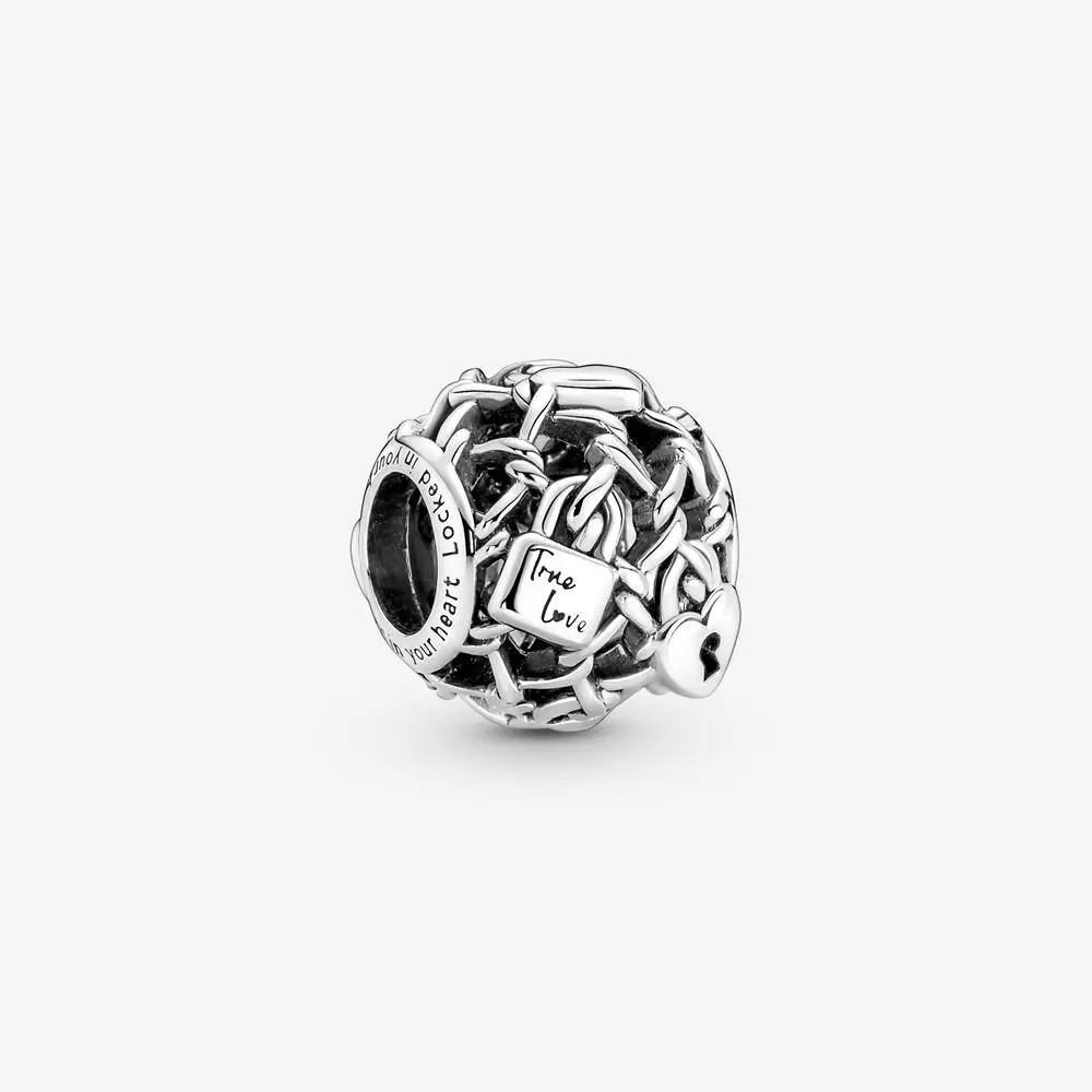 Openwork Chain Link Padlock Charm 1