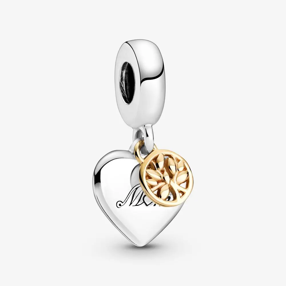 Two-Tone Family Tree & Heart Dangle Charm 1