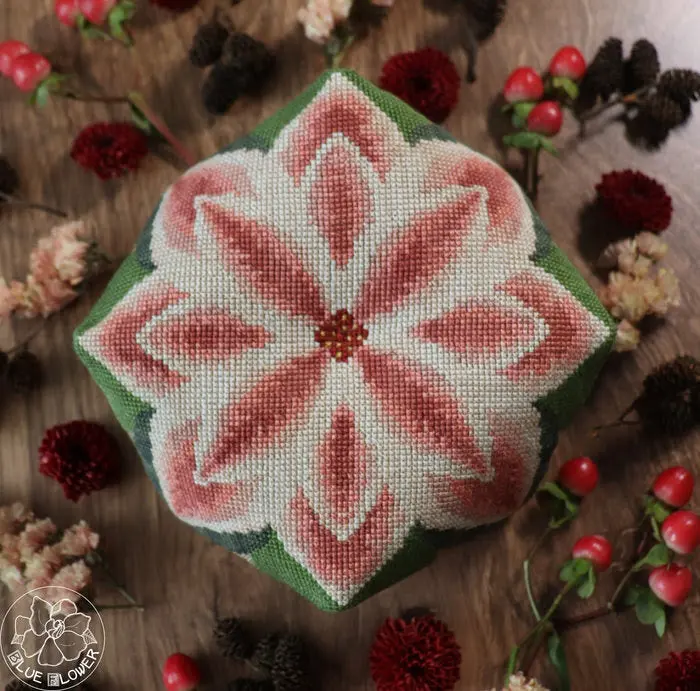 Poinsettia Biscornu 1