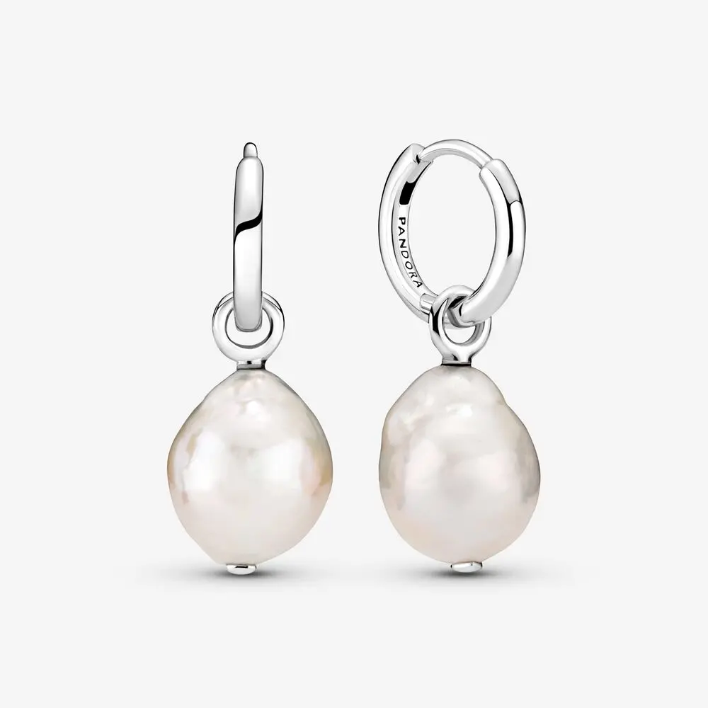Freshwater Cultured Baroque Pearl Hoop Earrings 1